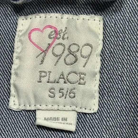 The Children's Place Blue Denim Jacket with Pink, Green & Brown Striped Dress - Picture 4 of 13